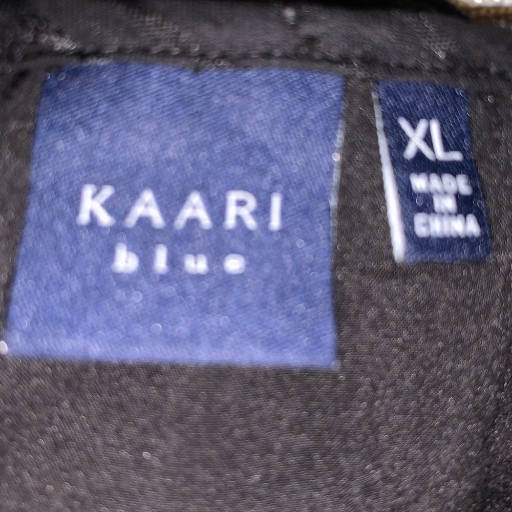 NWOT Kaari Blue Black Textured Ruffle-Sleeve Blouse - Picture 7 of 7